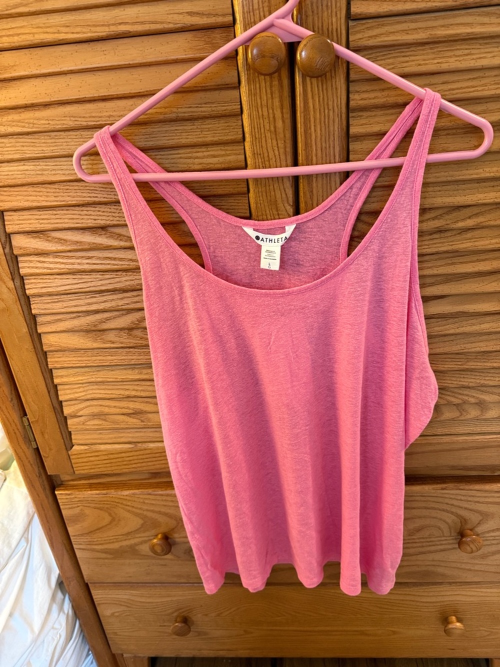 NWT 🌸 Athleta Pink Scoop Neck Racerback Tank Size Large